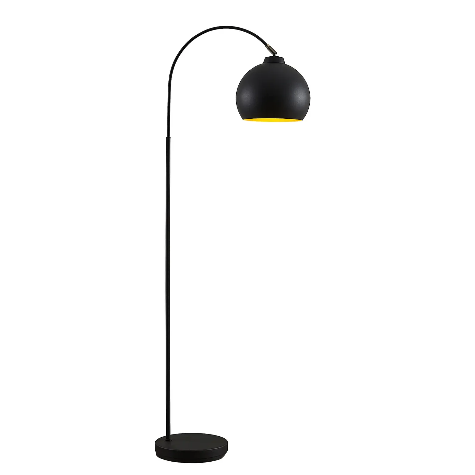 Lámpara arqueada Lindby Minali, negra, metal, 148 cm de altura, E27