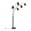 Lámpara arqueada Lindby Tinne, negro/dorado, mármol, 5 luces, E14