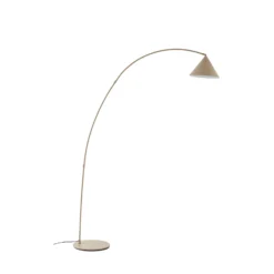 Lámpara arqueada Lindby Triangolo, beige, altura 195 cm, metal, E27