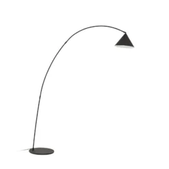 Lámpara arqueada Lindby Triangolo, negra, altura 195 cm, metal E27