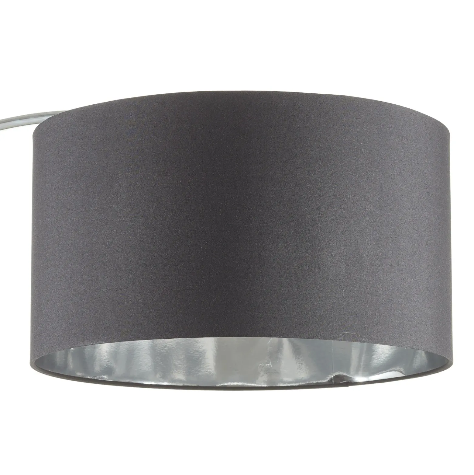 Lámpara arqueada Mara, metal, textil, cromo, negro