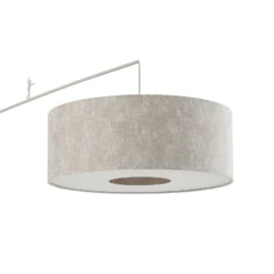 Lámpara arqueada Poise B, gris, acero, textil, alcance 255 cm