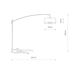 Lámpara arqueada Poise B, gris, acero, textil, alcance 255 cm