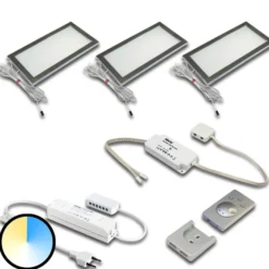 Lámpara bajo mueble Dynamic LED Sky, juego de 3, acero inoxidable