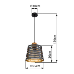 Lámpara colgante Ablona, Ø 25 cm, negro/dorado, metal