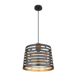 Lámpara colgante Ablona, Ø 35 cm, negro/dorado, metal