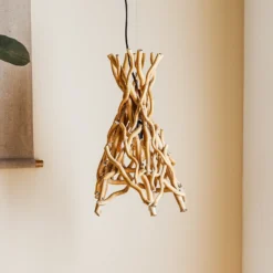 Lámpara colgante Agar con pantalla de madera