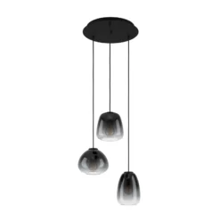 Lámpara colgante Aguilares, cristal ahumado, rondel de 3 luces