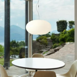 Lámpara colgante AIH cristal 38cm blanco mate