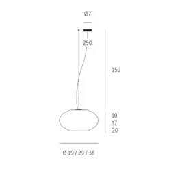 Lámpara colgante AIH cristal 38cm blanco mate