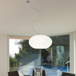 Lámpara colgante AIH cristal 38cm blanco mate