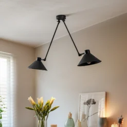 Lámpara colgante Alan, móvil, negro, 2 luces