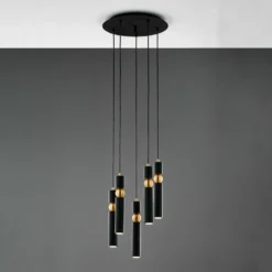 Lámpara colgante Alas, 5 luces, negro, metal, GU10