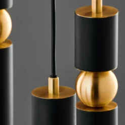 Lámpara colgante Alas, 5 luces, negro, metal, GU10