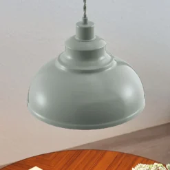 Lámpara colgante Albertine, metal, azul celeste