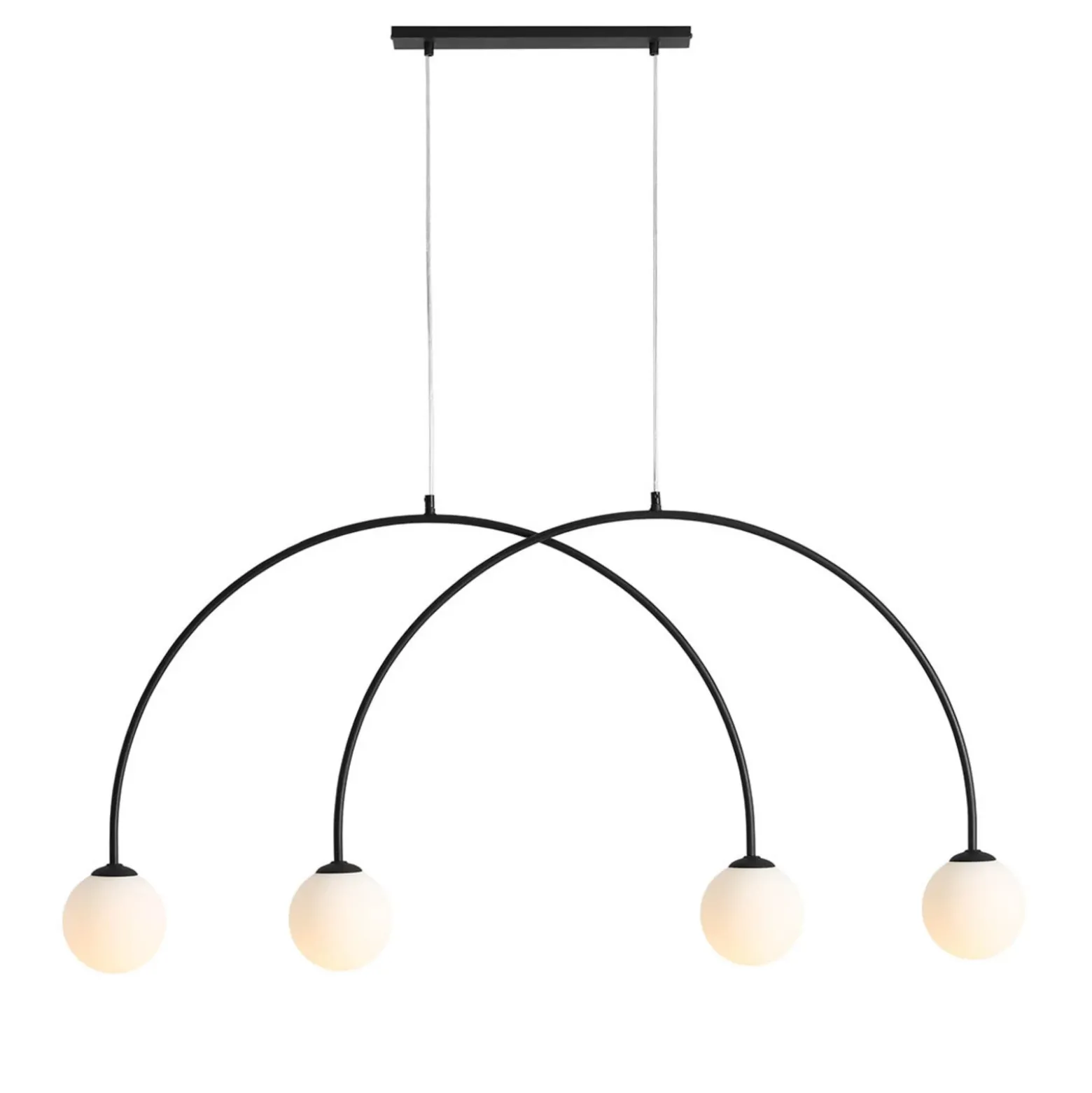 Lámpara colgante Alison, negro/blanco, 4 luces, forma de arco, 129 cm