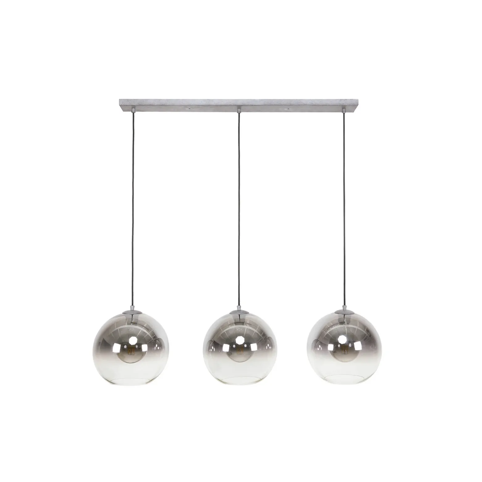 Lámpara colgante Allessandra, 3 luces, Ø 29 cm, gris humo, cristal