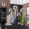 Lámpara colgante Allessandra, 7 luces, Ø 18 cm, gris ahumado, cristal