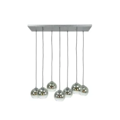 Lámpara colgante Allessandra, 7 luces, Ø 18 cm, gris ahumado, cristal