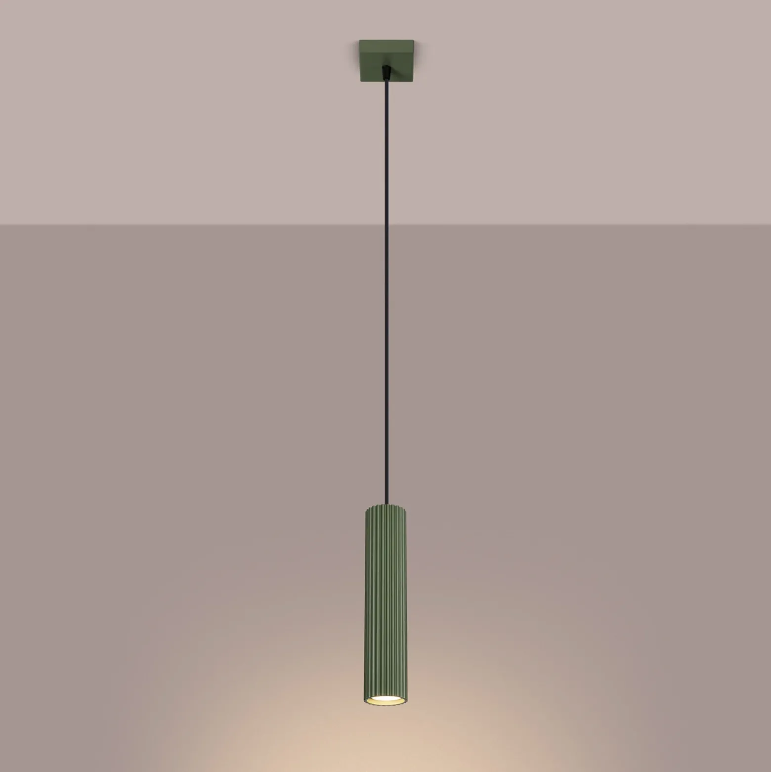 Lámpara colgante ALORA, verde oliva, Ø 8 cm, metal, GU10