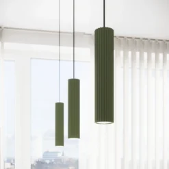 Lámpara colgante ALORA, verde oliva, Ø 8 cm, metal, GU10
