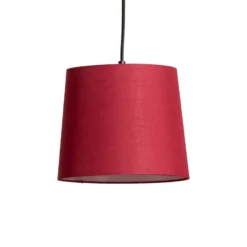 Lámpara colgante Amilia de Lindby, de tela, 5 luces, rojo/gris/amarillo, E27