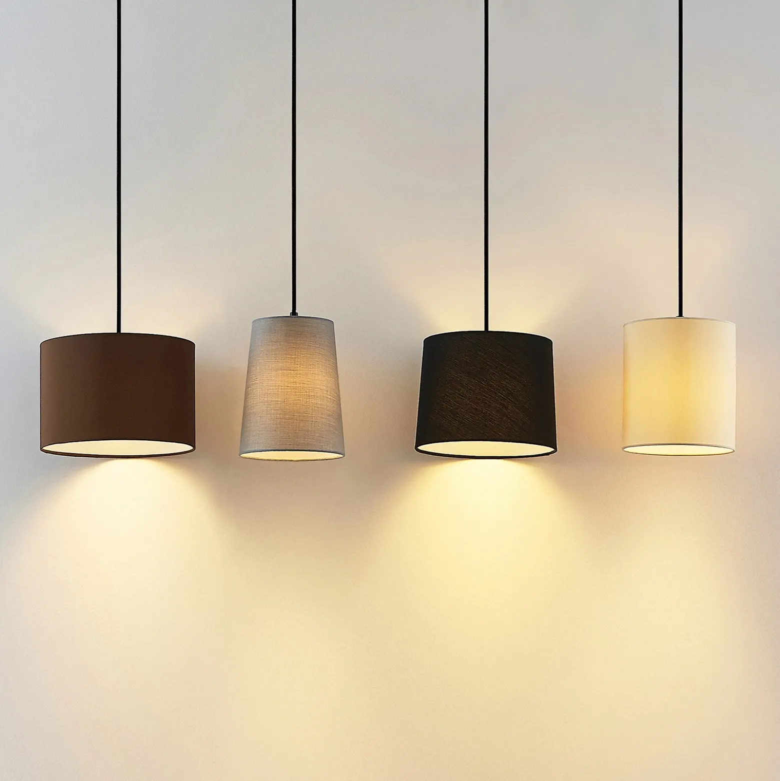Lámpara colgante Amilia de Lindby, tela, 4 luces, gris/beige, E27
