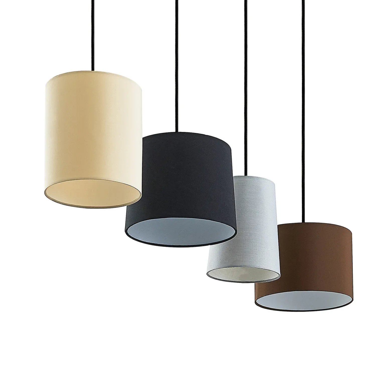 Lámpara colgante Amilia de Lindby, tela, 4 luces, gris/beige, E27
