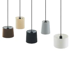 Lámpara colgante Amilia de Lindby, tela, 5 luces, gris/beige, E27