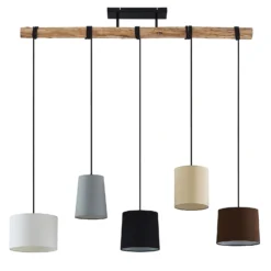 Lámpara colgante Amilia de Lindby, tela, 5 luces, gris/beige, E27