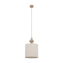 Lámpara colgante Amura, beige/arena, tela, Ø 25 cm, E27