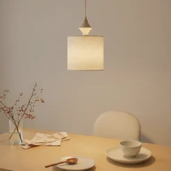 Lámpara colgante Amura, beige/arena, tela, Ø 25 cm, E27