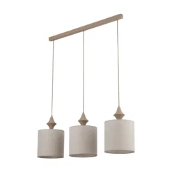 Lámpara colgante Amura, 3 luces, 105 cm de largo, beige/arena, E27