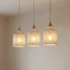 Lámpara colgante Amura, 3 luces, 105 cm de largo, beige/arena, E27