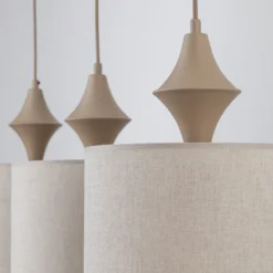 Lámpara colgante Amura, 3 luces, 105 cm de largo, beige/arena, E27