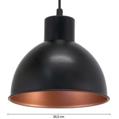Lámpara colgante Andrin, negro, interior en cobre