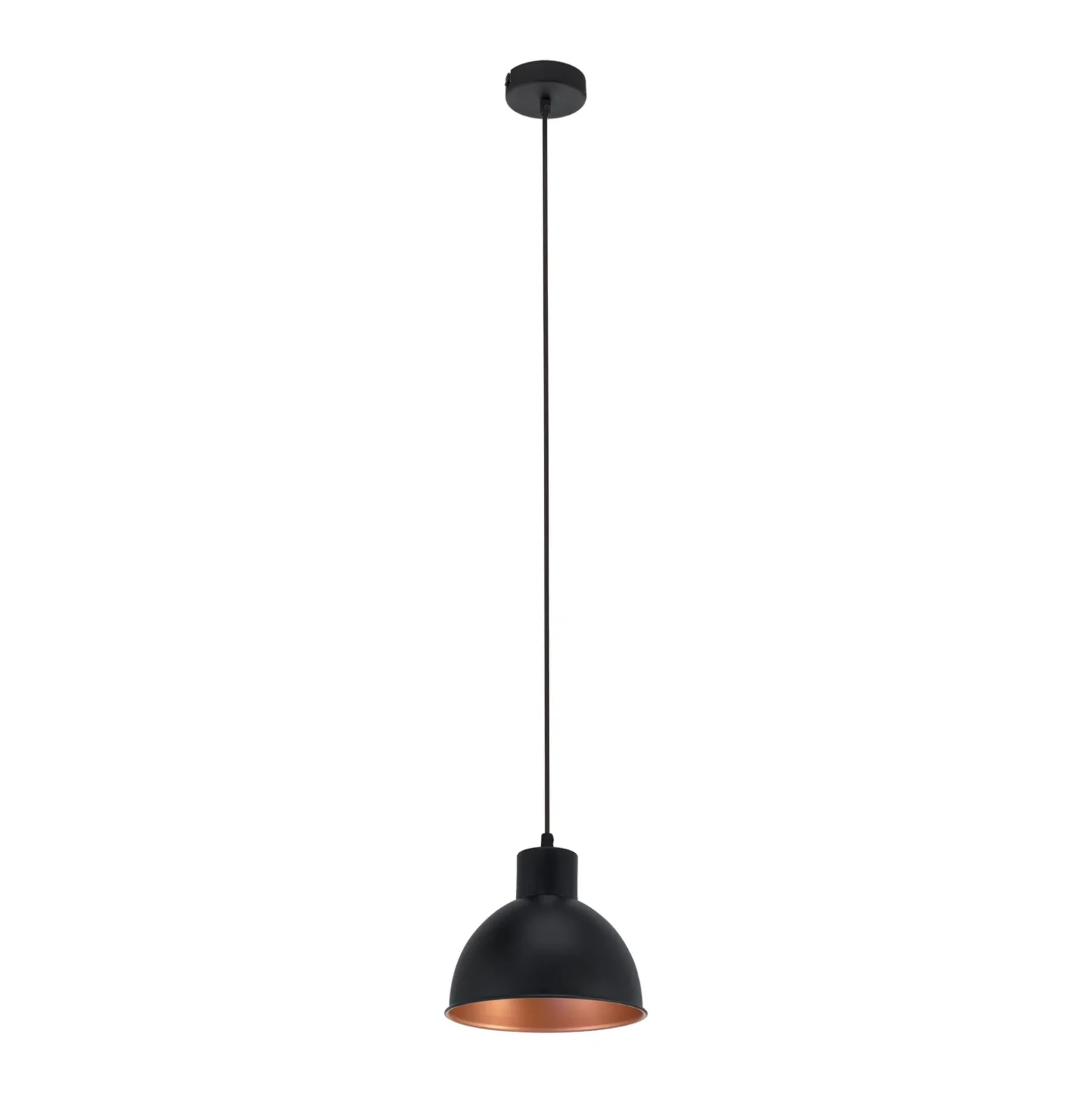 Lámpara colgante Andrin, negro, interior en cobre
