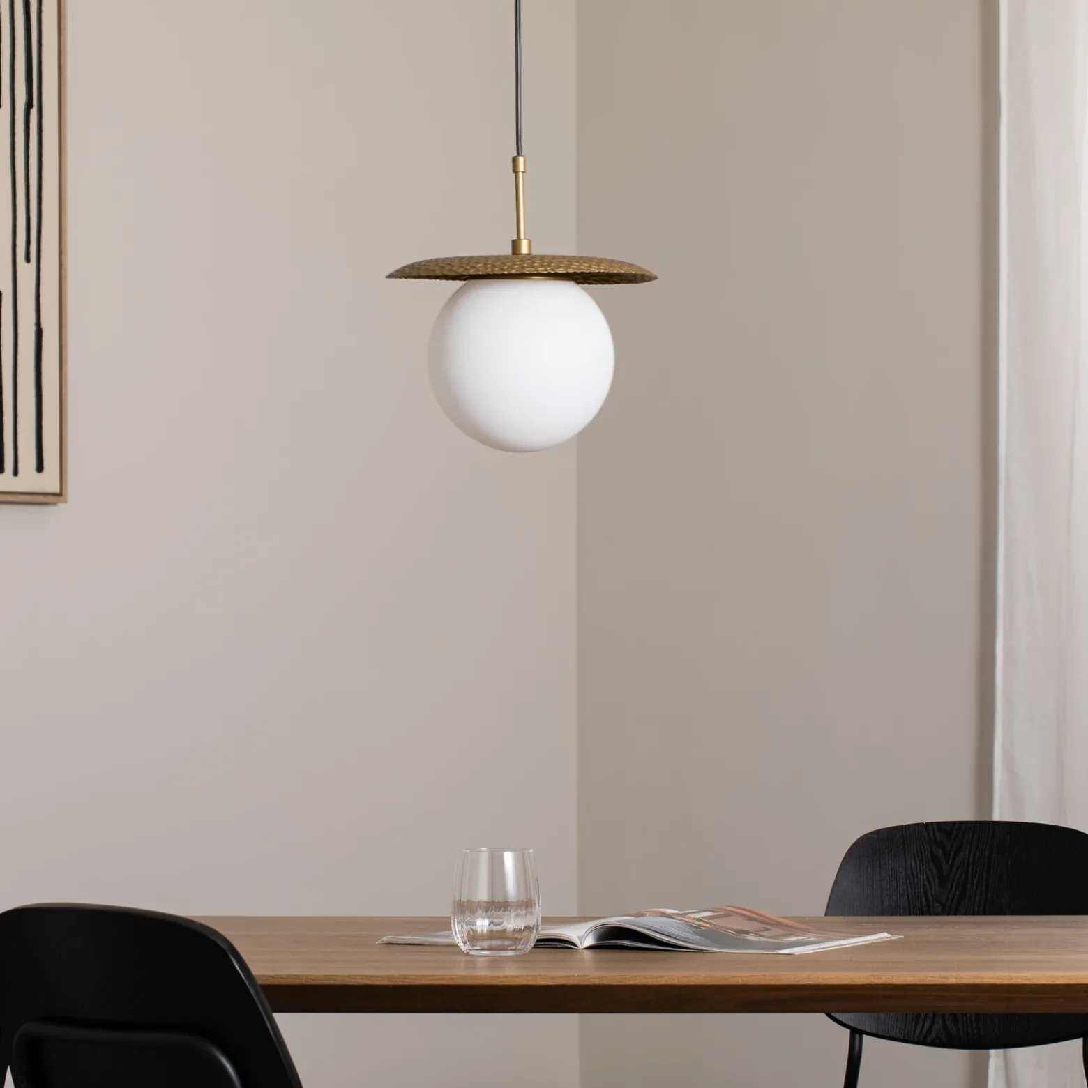Lámpara colgante Anemon, dorada, cristal, Ø 30 cm, E27