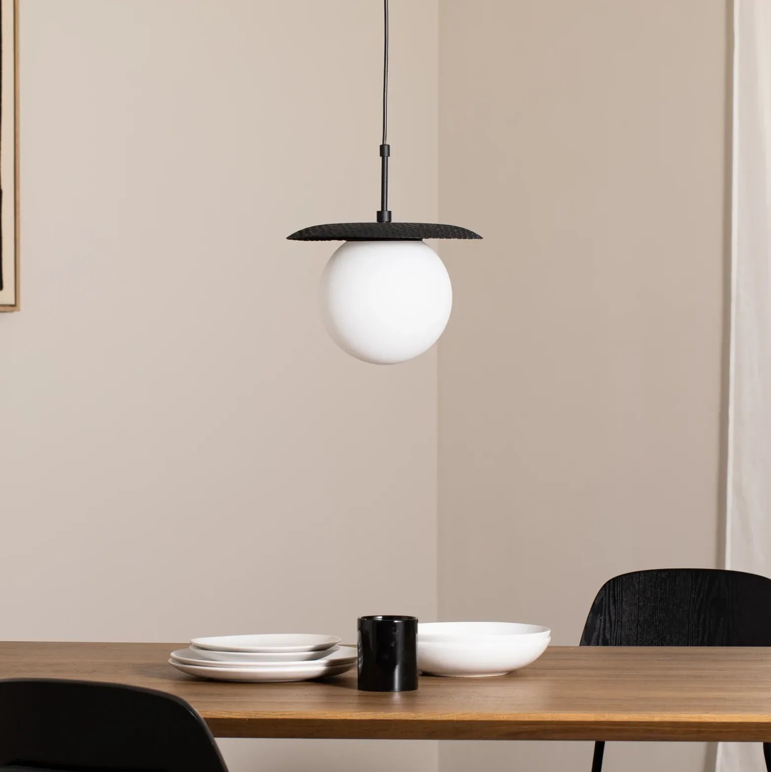 Lámpara colgante Anemon, negro, cristal, Ø 30 cm, E27