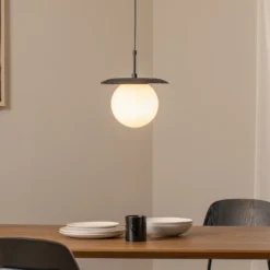 Lámpara colgante Anemon, negro, cristal, Ø 30 cm, E27