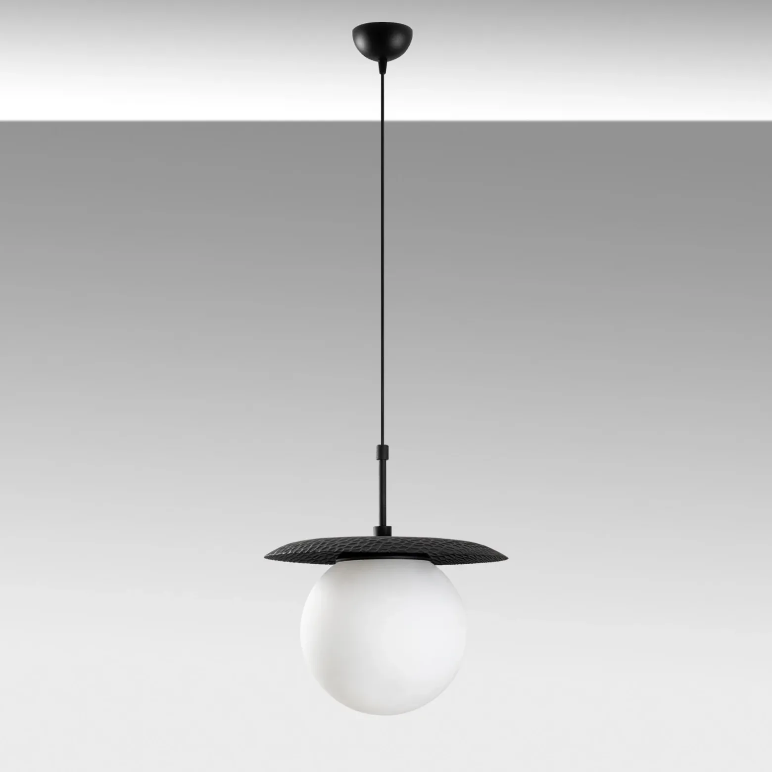 Lámpara colgante Anemon, negro, cristal, Ø 30 cm, E27