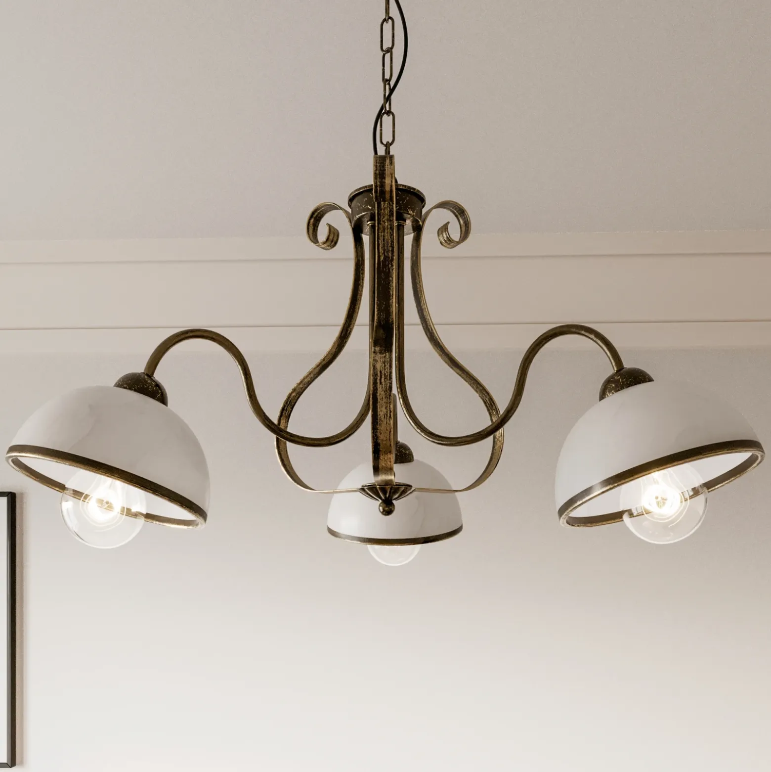 Lámpara colgante Antica de estilo rústico, 3 luces