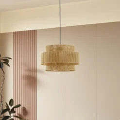 Lámpara colgante Anuva de Lindby, natural, papel, Ø 45 cm