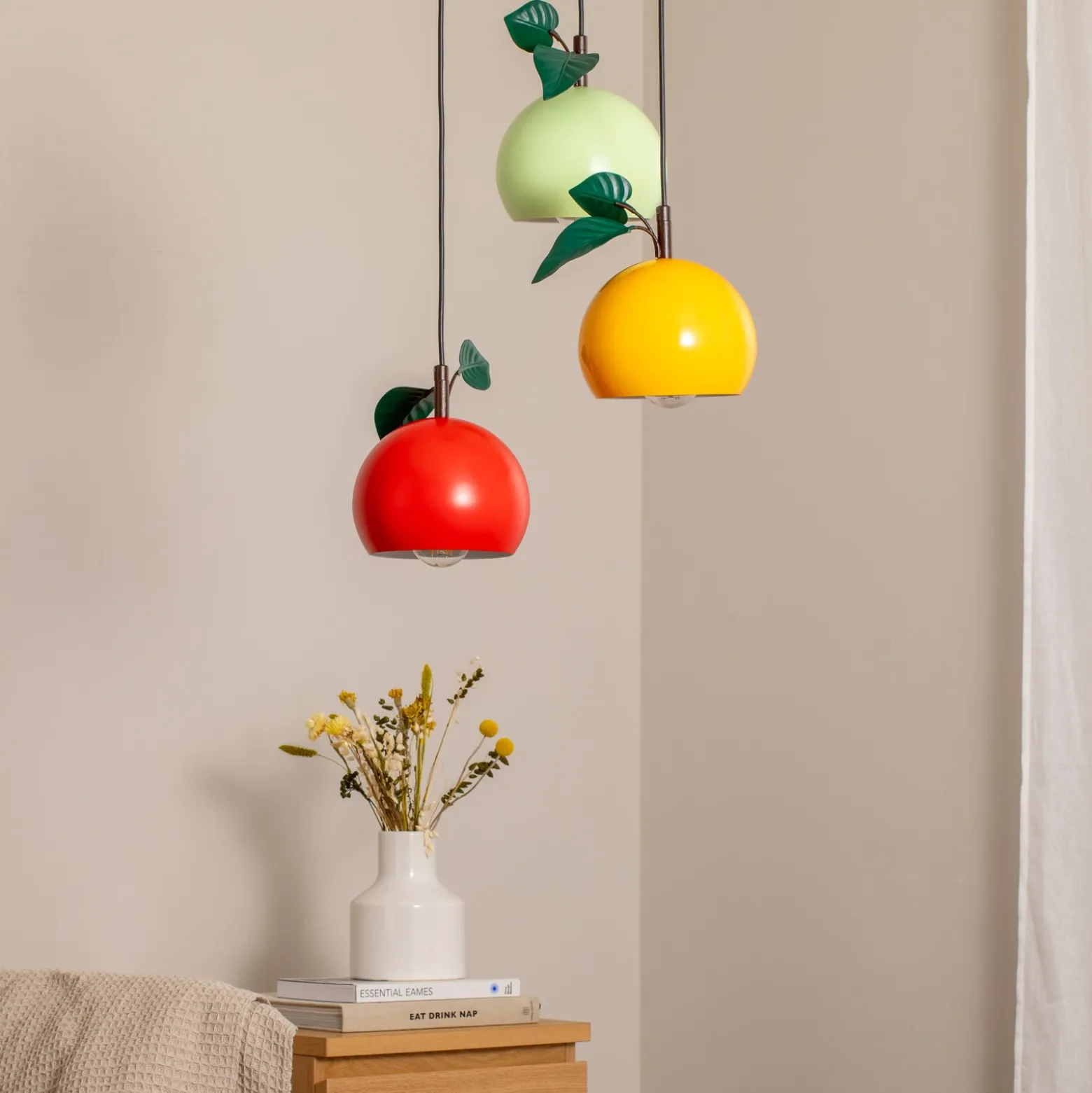 Lámpara colgante Apple mix, multicolor, metal, Ø 42 cm, 3 luces, E27