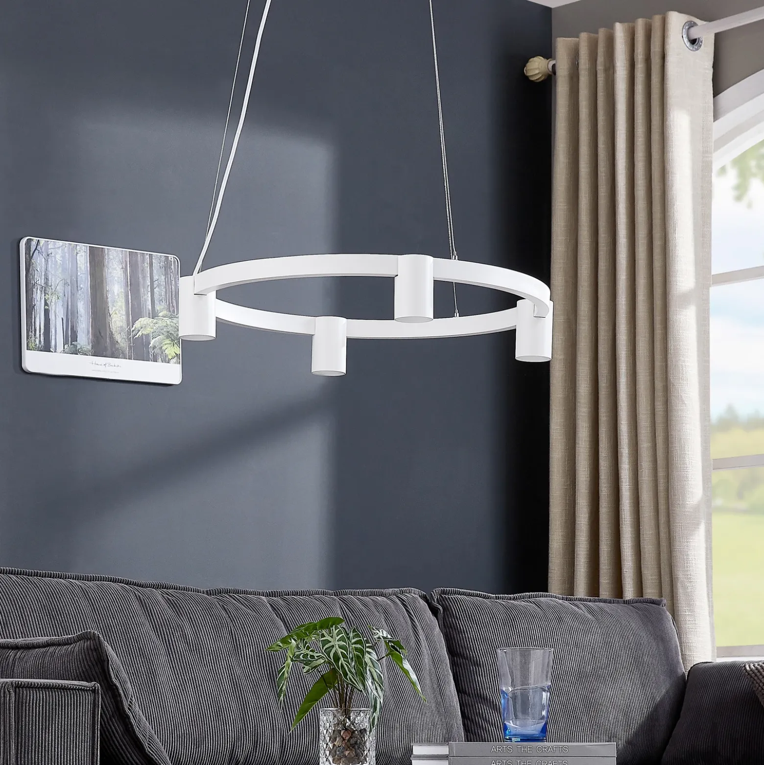 Lámpara colgante Arcchio Brinja, blanca, Ø 64 cm, 4 luces, GU10