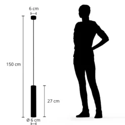 Lámpara colgante Arcchio Ejona, altura 27 cm, negra, aluminio