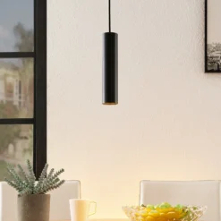 Lámpara colgante Arcchio Ejona, altura 27 cm, negra, aluminio