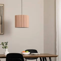 Lámpara colgante Aria, capuchino, microfibra, E27