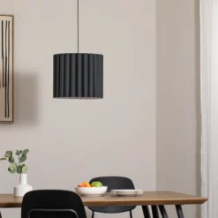 Lámpara colgante Aria, negro, microfibra, E27