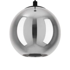 Lámpara colgante Ariscani, gris humo, longitud 77 cm, 3 luces de cristal E27